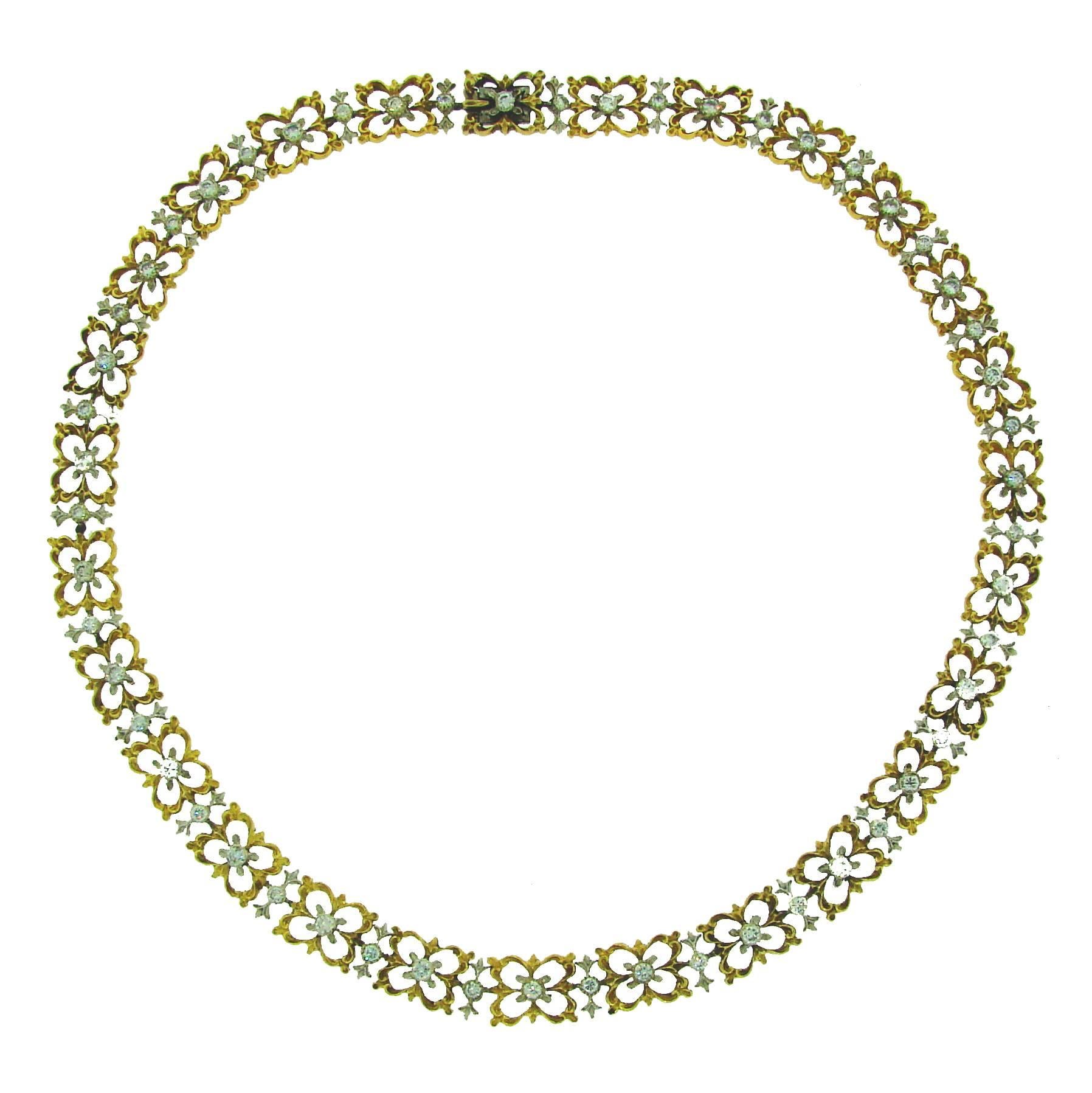 1990s Buccellati Diamond Gold Necklace