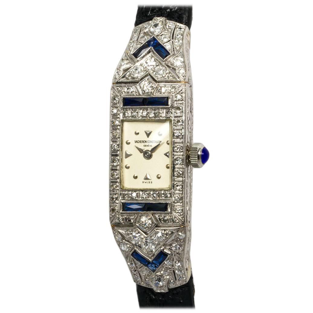 Vacheron Constantin Ladies Platinum Diamond Sapphire Manual Watch