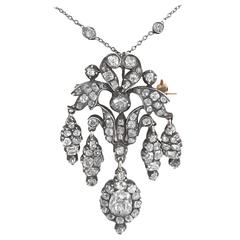 Outstanding Victorian 4 Carat Diamond Silver Gold Convertible Pendant/Brooch 6
