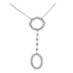 Elegant Edwardian Diamond Gold Platinum Pendant Necklace 2