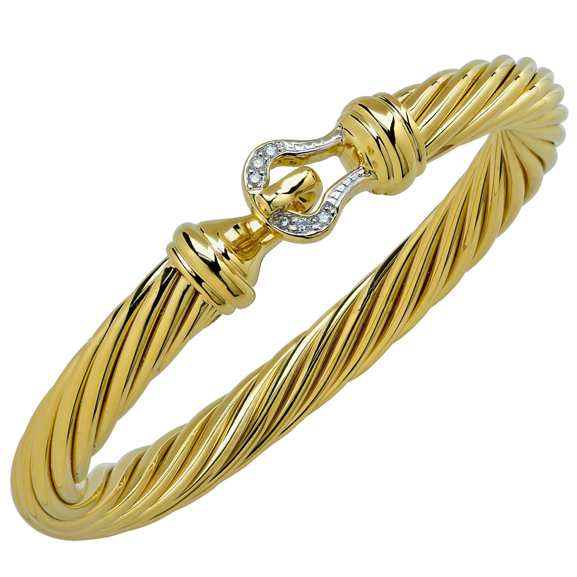 David Yurman Diamond Gold Bangle Bracelet