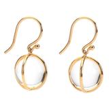 Rock Crystal Gold Wrapped Ball Hanging Earrings on Wire