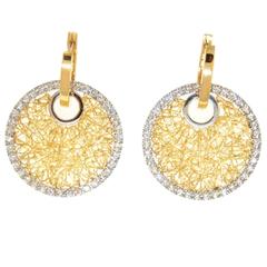 Diamond Gold Circle Mesh Earrings