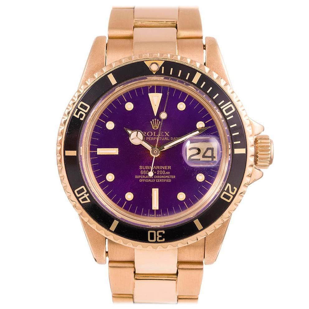 Rolex Yellow Gold Submariner Tropical Intense Color-Change Dial Wristwatch
