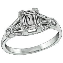 Antique 1920s Asscher Cut Diamond Platinum Engagement Ring