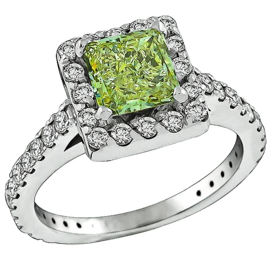 1.18 Carat GIA Cert Natural Fancy Diamond Gold Engagement Ring