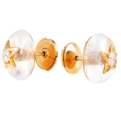 Vintage Chanel Comete Crystal Diamond Gold Stud Earrings