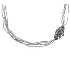 Beautiful Labradorite Sliced Diamond Oxidized Sterling Silver Necklace