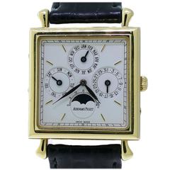 Vintage Audemars Piguet Yellow Gold Quantieme Perpetual Calendar Square Wristwatch