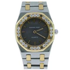Vintage Audemars Piguet Lady's Yellow Gold Stainless Steel Diamond Royal Oak Wristwatch