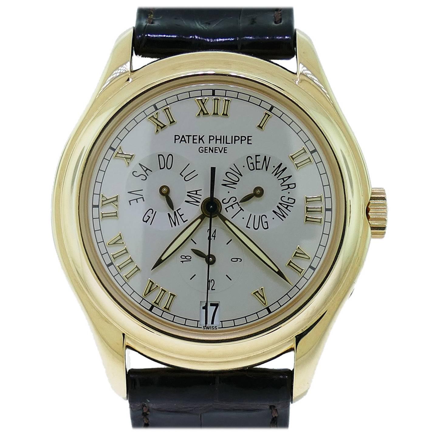 Patek Philippe Yellow Gold Annual Calendar Wristwatch Ref 5035J 