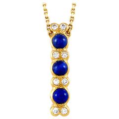 Chaumet Lapis Diamond Gold Pendant Necklace 11
