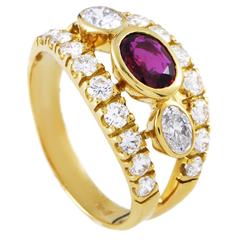 Damiani Ruby Diamond Gold Band Ring