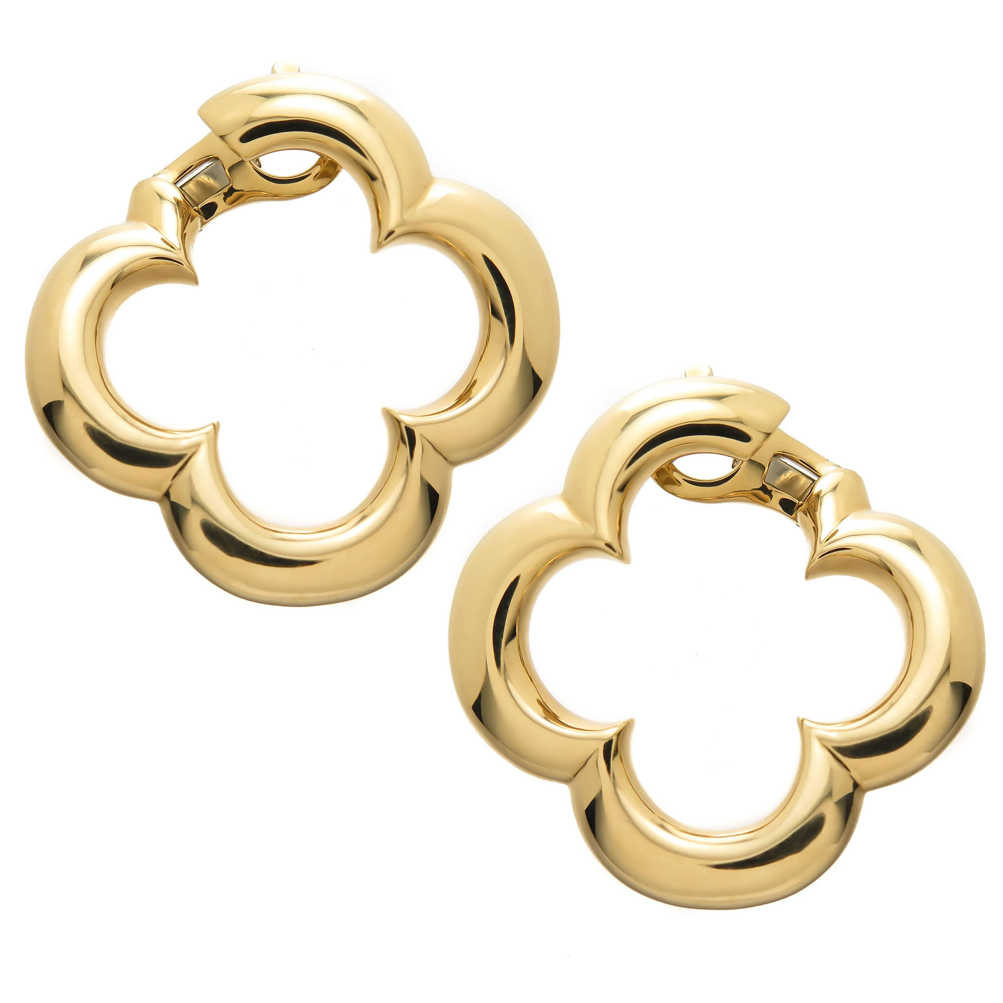 Van Cleef & Arpels Large Gold Alhambra Earrings