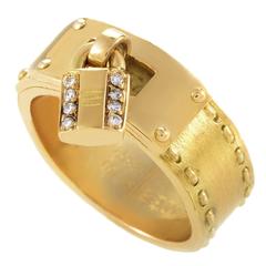 Hermes Diamond Gold Lock Ring