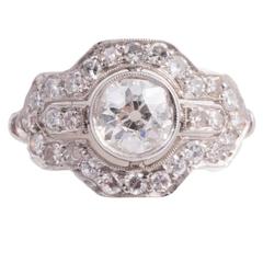 Art Deco Diamond Platinum Ring 7