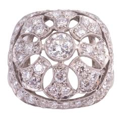 Anello in filigrana di platino con diamante Art Deco degli anni '40