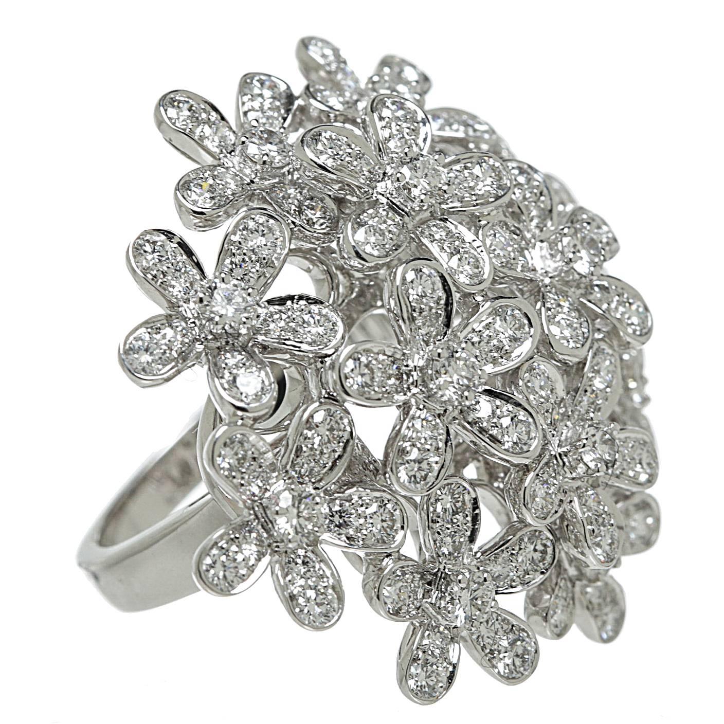 Van Cleef & Arpels Diamond Gold Socrates Bouquet Ring  For Sale