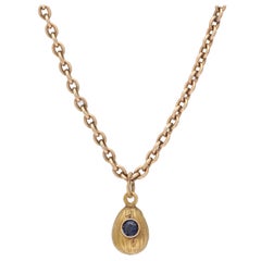 1900s Small Russian Sapphire Gold Easter Egg Pendant
