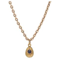 1900s Small Russian Sapphire Gold Easter Egg Pendant 3