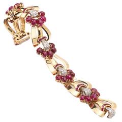 1940s Ruby Diamond Gold Bracelet 1