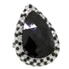 Black Diamond Gold Pear Shaped Ring 7