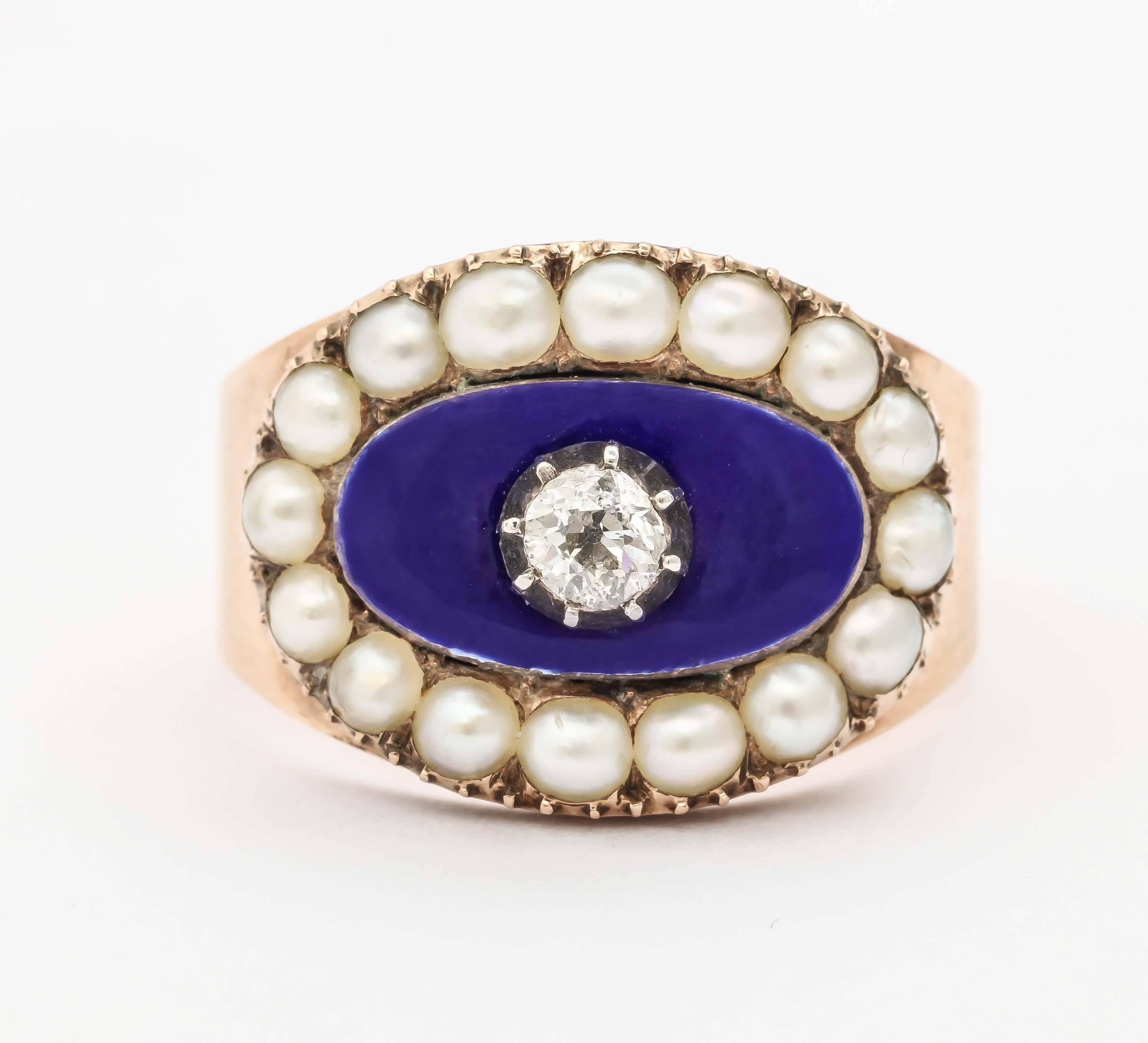 George IV 1803 Natural Pearl Diamond Gold Ring