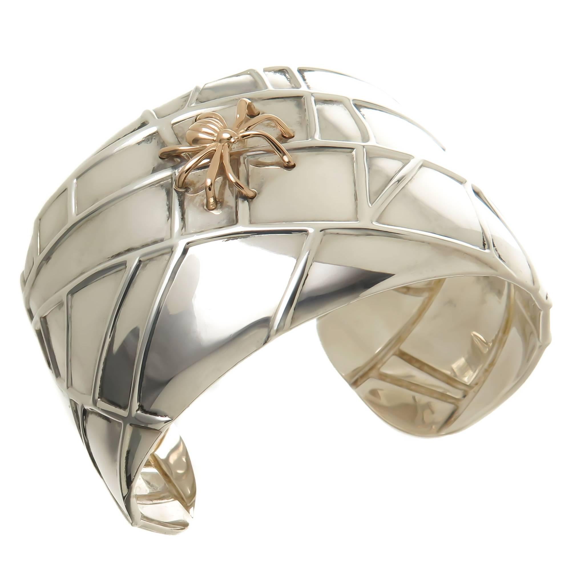 Tiffany & Co. Silver Gold Spider Web Cuff Bracelet
