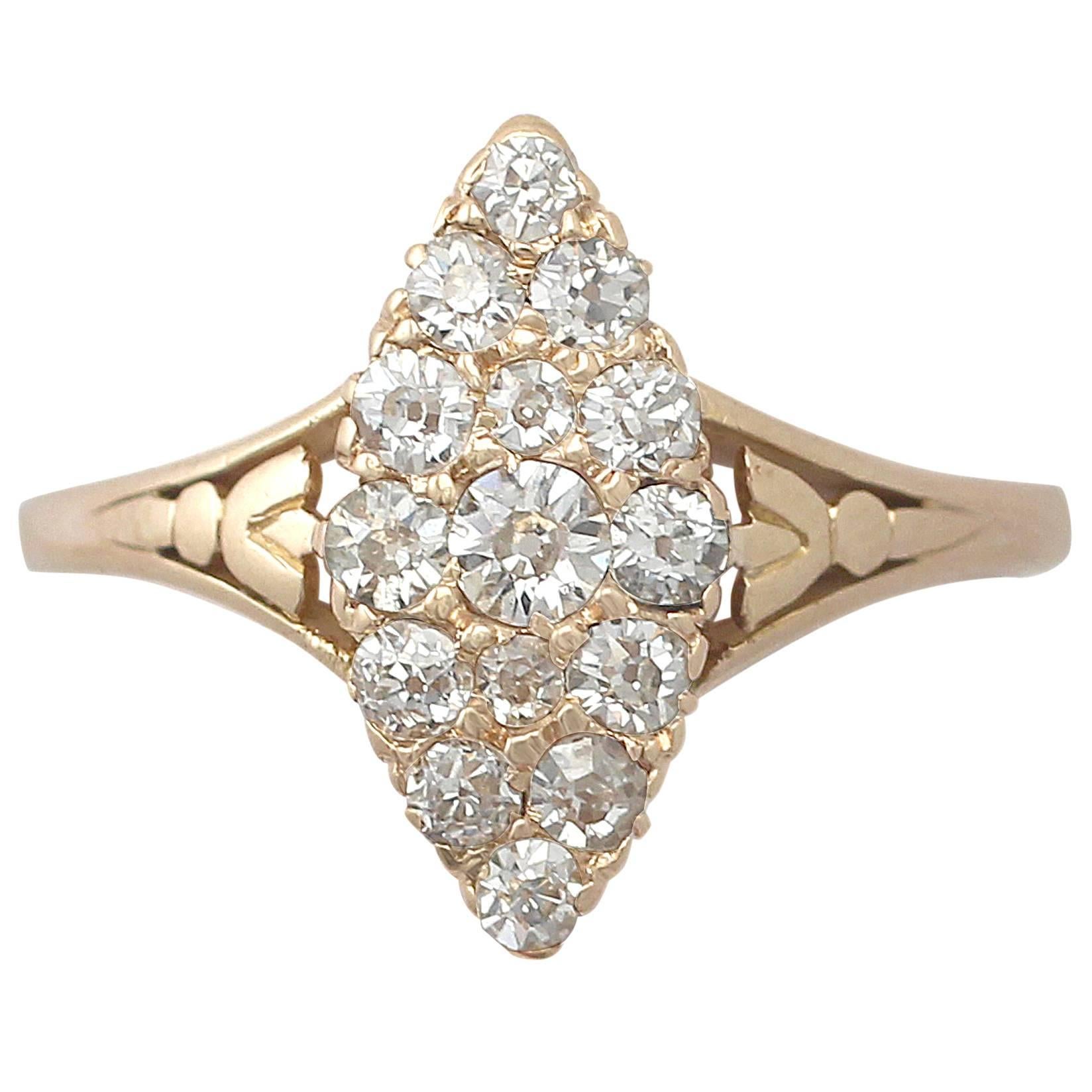 0.56Ct Diamond and 18k Yellow Gold Dress Ring - Antique 1907