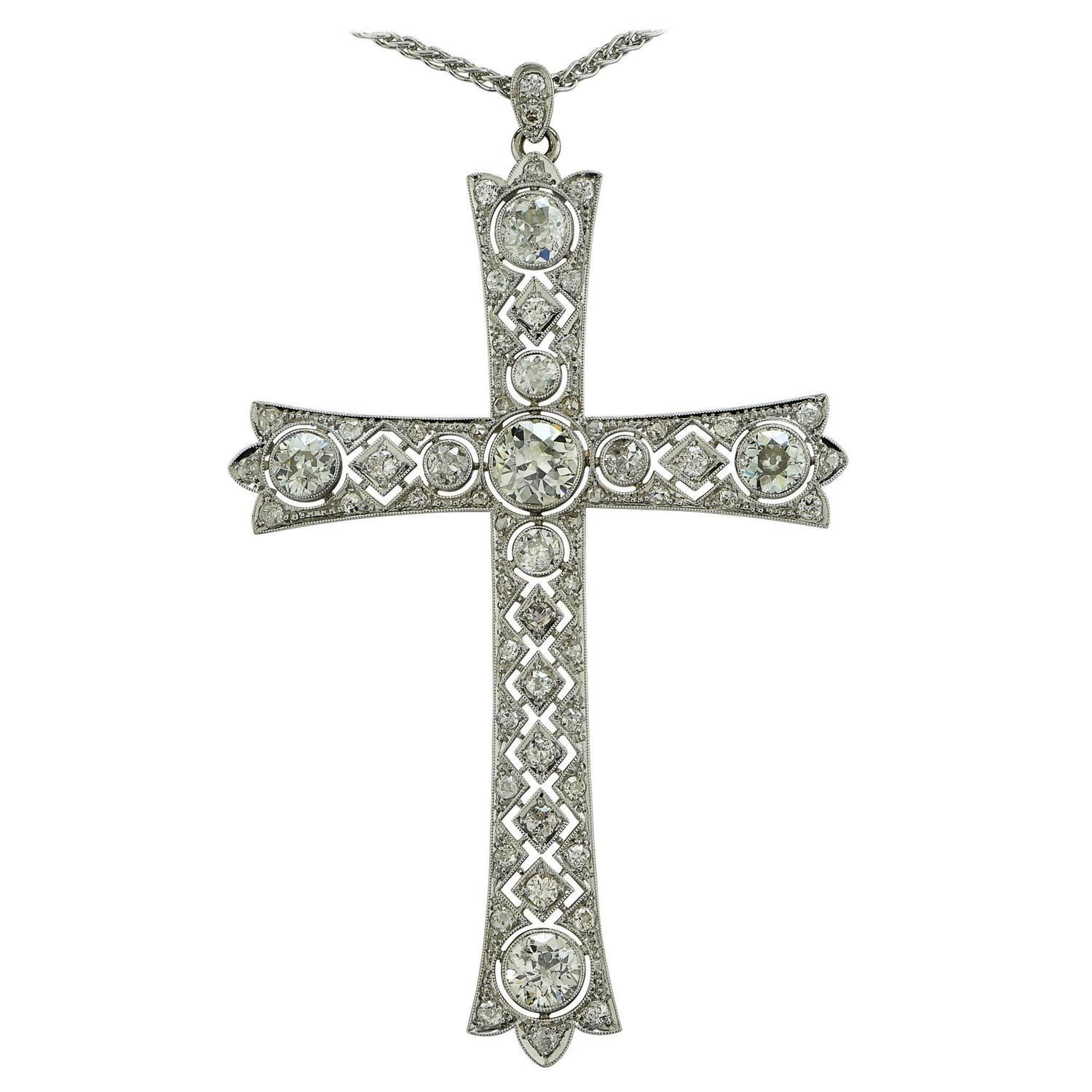 Art Deco Diamond Platinum Cross at 1stdibs
