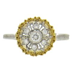 Buccellati Diamond Two Color Gold Flower Motif Ring