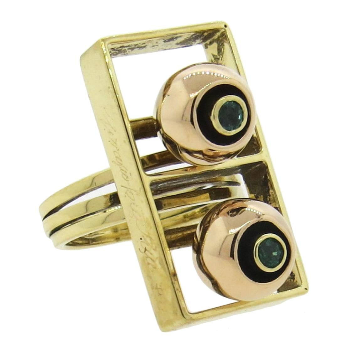 Giorgio Facchini Emerald Gold Movable Ring