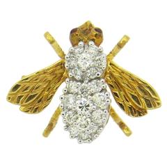 Herbert Rosenthal Ruby Diamond Gold Bee Brooch Pin