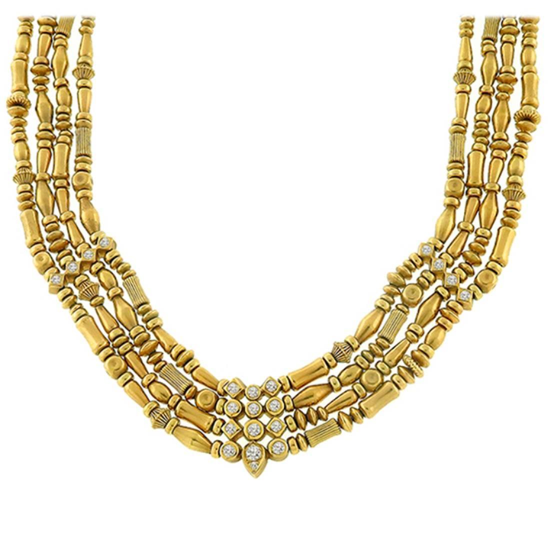 Seidengang 4 Strand Diamond Gold Necklace at 1stdibs