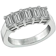 Emerald Cut Diamonds Platinum Wedding Band Ring