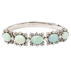 Opal Diamond Gold Bangle Bracelet