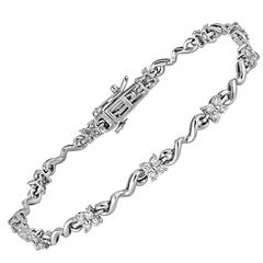 1.00 Carat Diamond Platinum Flower Cluster Bracelet 2