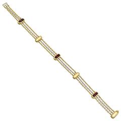 Cartier Garnet Gold 3-Row Link Bracelet