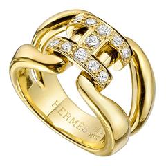 Hermes Diamond Gold H Ring