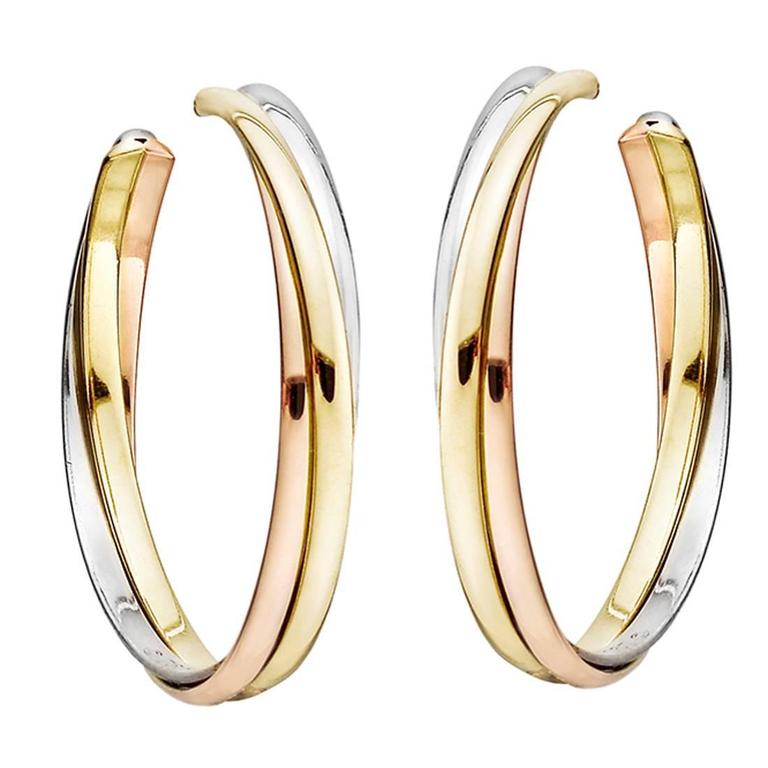 Tricolor gold hoop earrings discount