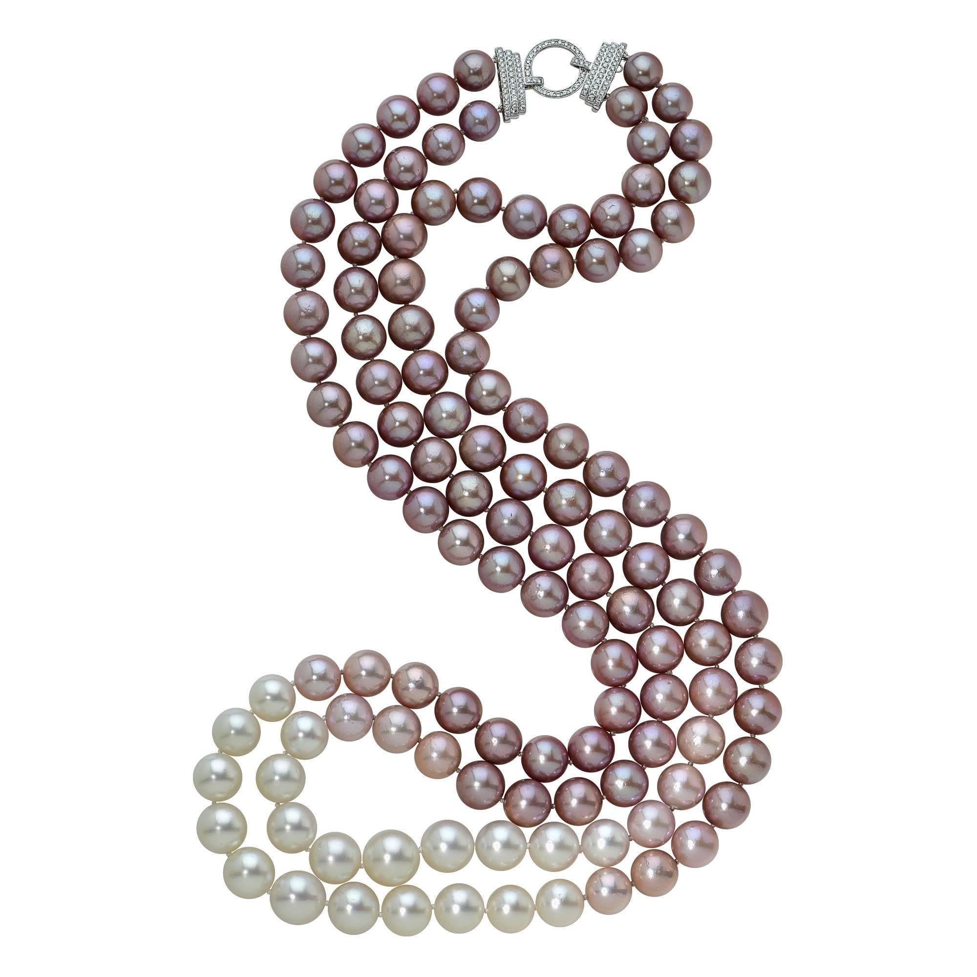 Elegant Multicolor Pearl Diamond Necklace