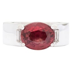 Cartier 5.10 Carat GIA Certified Red-Orange Sapphire Gold Ring