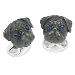 Deakin & Francis Silver Pug Head Cufflinks