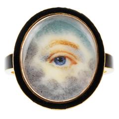 19th Century Enamel Gold Lover's Eye Ring