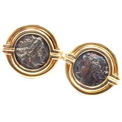 Bulgari Ancient Roman Coin Gold Cufflinks