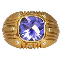 Iolite Diamond Gold Ring
