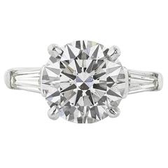 4.04 Carat GIA Cert Round Brilliant Cut Diamond Three Stone Ring 4.04 Carat GIA Cert Round Brilliant Cut Diamond Three Stone Ring