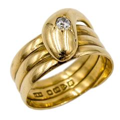 Antique English Diamond Gold Snake Ring