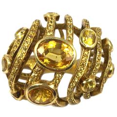 Anillo Cúpula Citrino Oro