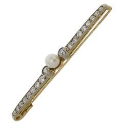 Beautiful Pearl Diamond Gold Brooch 2